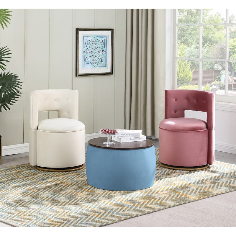 Round Ottoman Set with Storage, 2 in 1 combination