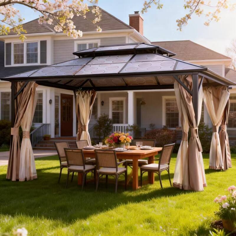 ALL-aluminum double-top sun canopy - Brown+Antique Bronze