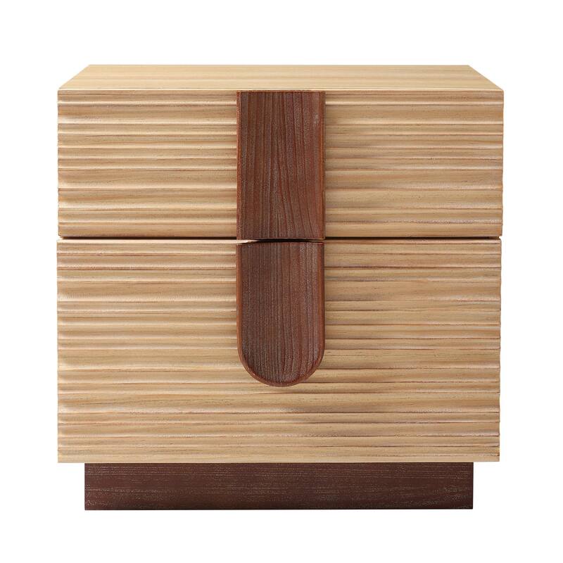 COZAYH Modern Farmhouse Dresser with Grooved Front Design, Spacious Rustic Bedside Chest for Bedroom Light Natural Wood Finish