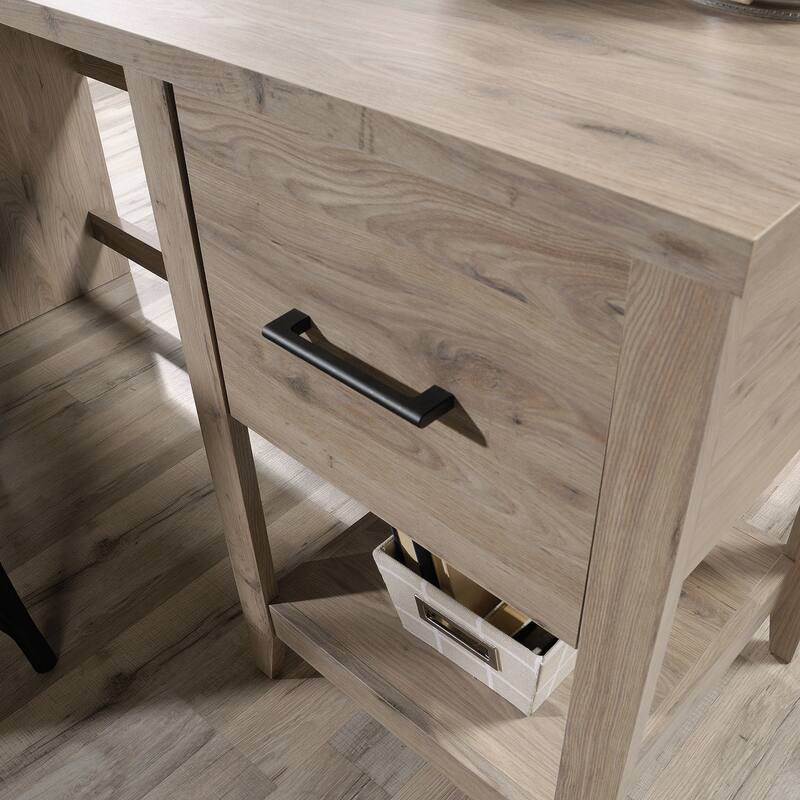 Engineered Wood Transitional L-Shaped Desk with File Drawer And Lower Shelf, Brown