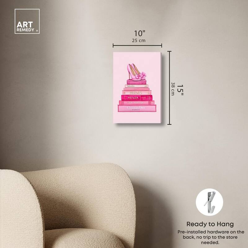 Fashion books in Pink Canvas by Art Remedy, Gallery Wrapped