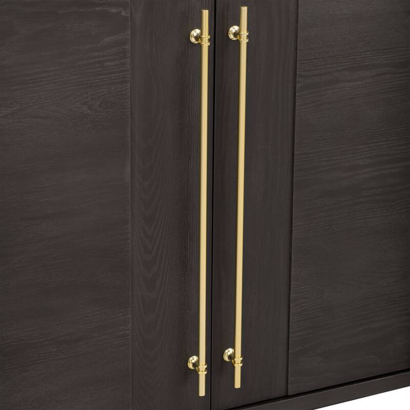 Wood Sideboard with Adjustable Shelves and Gold Handles