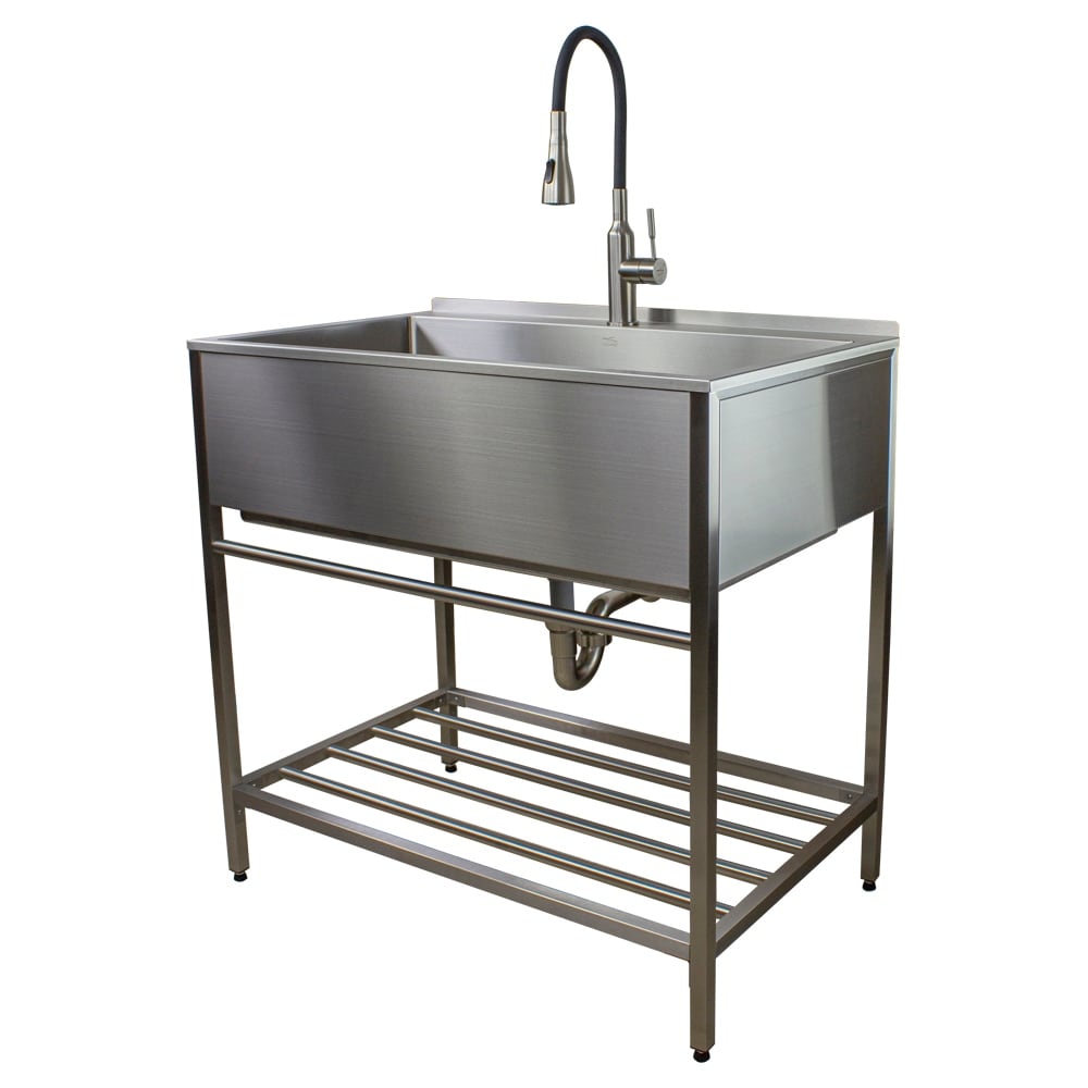 VINGLI 24-Inch Laundry Sink with Cabinet, Stainless Steel Sink