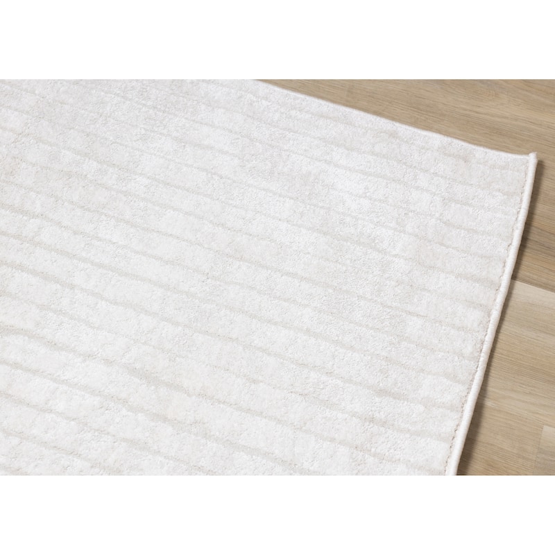 Alpine Rug Co. - Hudson Light Cream Subtle Lines Modern Area Rug