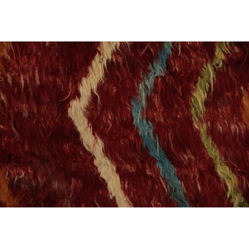 Hand Knotted Oriental 100% Wool Carpet Modern Tribal Red Moroccan Area Rug - 9' 8'' X 7' 1''
