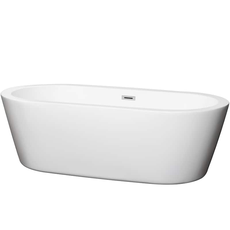 Wyndham Collection Mermaid 71" Free Standing Acrylic Soaking Tub with - White / Polished Chrome Trim