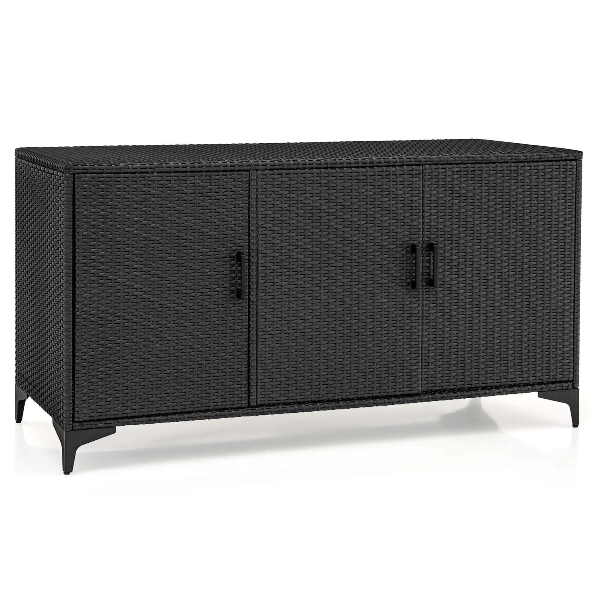 Costway 84 Gallon 3-Door Patio Wicker Storage Cabinet Deck Box with - See Details