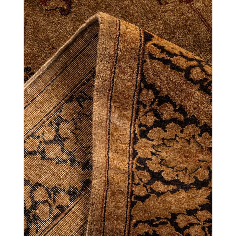 Overton Hand Knotted Wool Vintage Inspired Modern Contemporary Overdyed Brown Area Rug - 4' 1" x 6' 8"