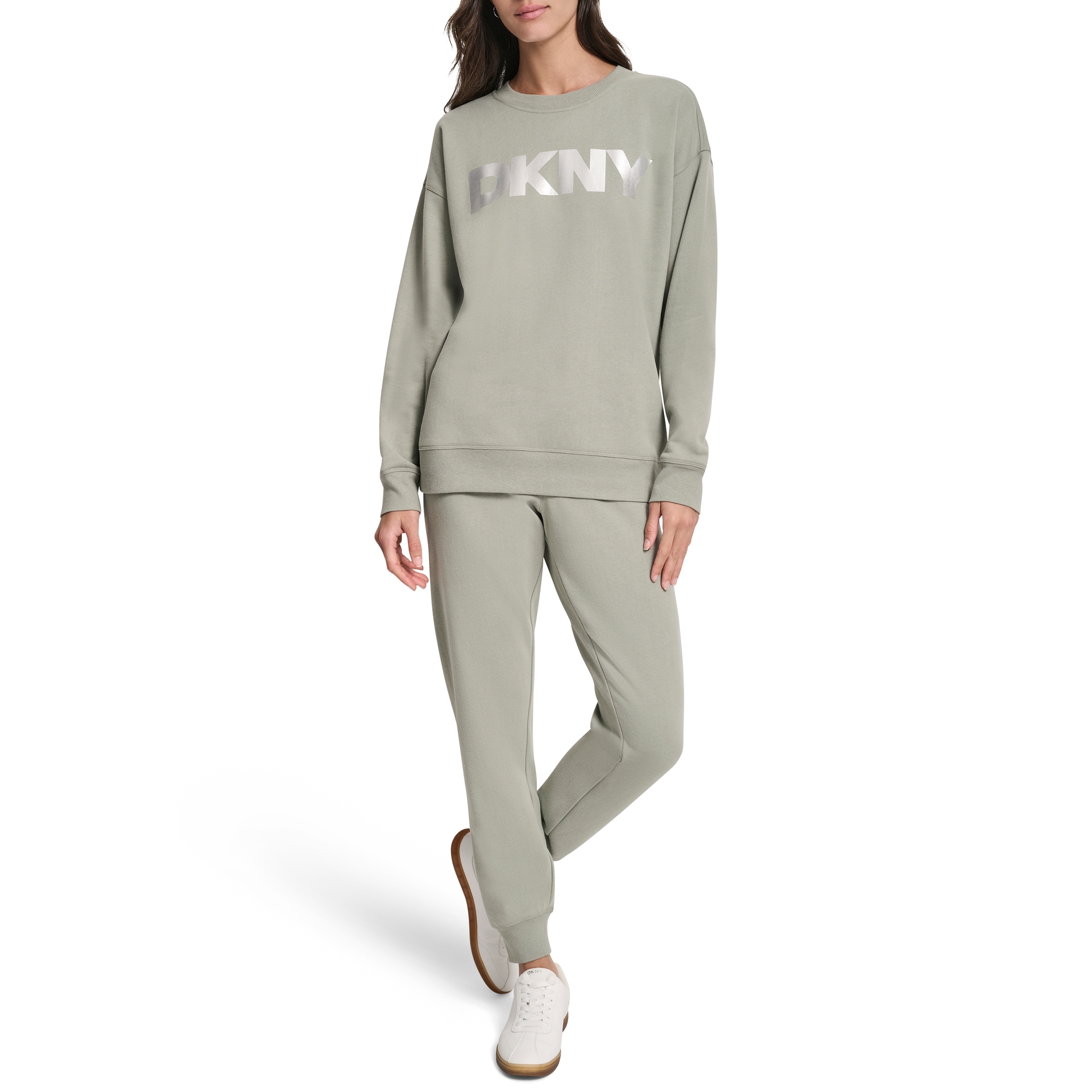 DKNY Damen Sweatshirt Mit Logo – Lurex Athletic Medallion Pullover, Aus Baumwolle