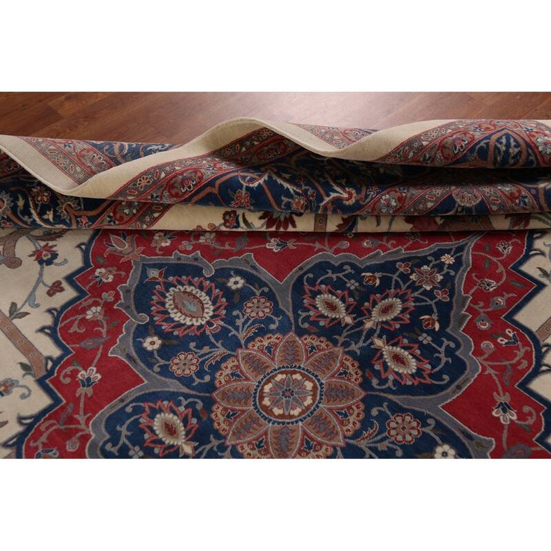 Vegetable Dye Aubusson Chinese Area Rug Beige Hand-Knotted Wool Carpet - 9'1"x 12'3"