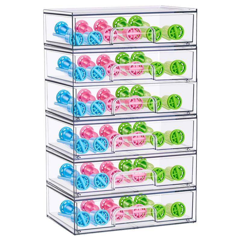 Sorbus Wide Stackable Acrylic Storage Drawers, Clear Plastic Organizer Bins for Baby Bottles, Bathroom, & Kitchen Organization - Wide 6 Pack