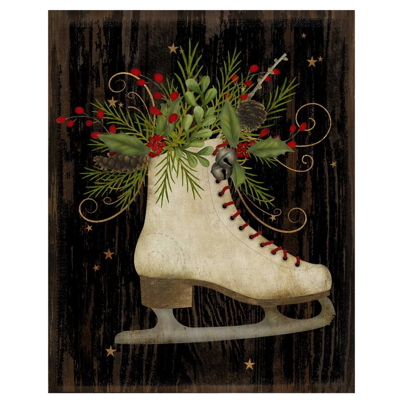 Floral Ice Skates Canvas Art Print