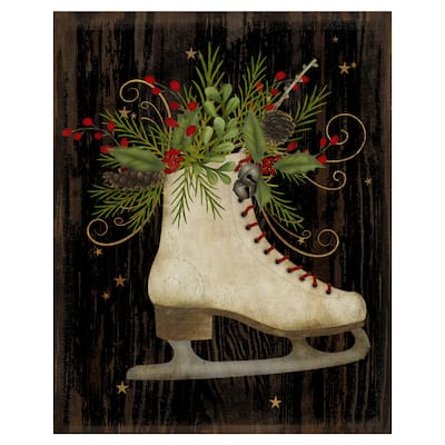 Floral Ice Skates Canvas Art Print