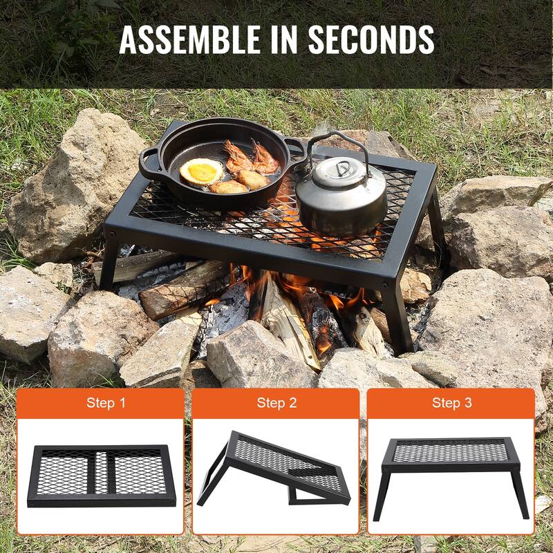 Anmytek Folding Campfire Grill Fire Cooking Equipment with Legs