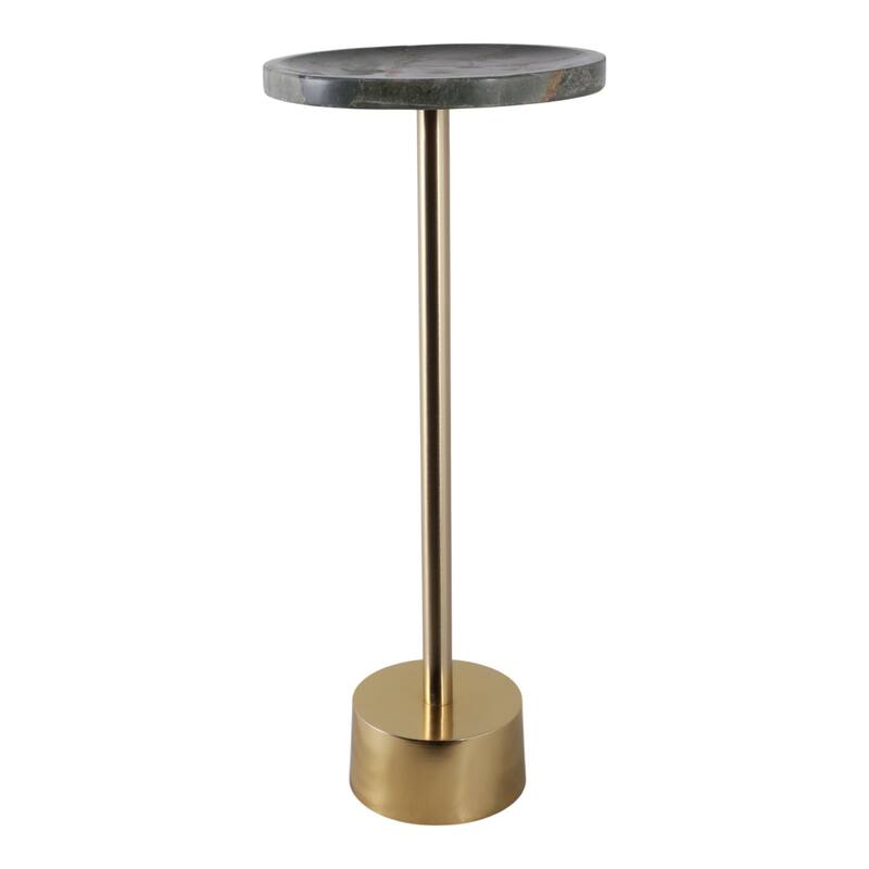 Stone Metal Side Table Modern Round Top Pedestal Base - 24" Green - 24.0"