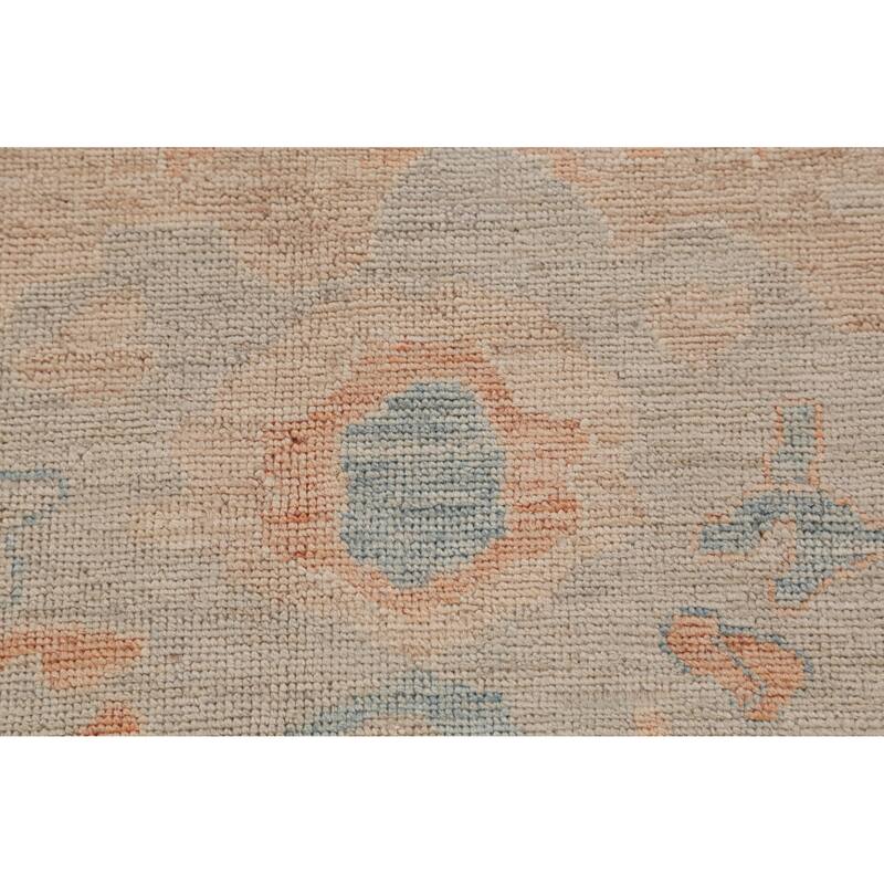 Hand Knotted Oriental 100% Wool Carpet Transitional All-Over Peach Oushak Area Rug - 12' 2'' X 9' 5''