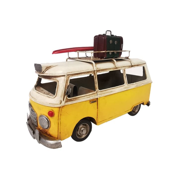 VW Yellow Metal Bus with Board and luggage - Yellow