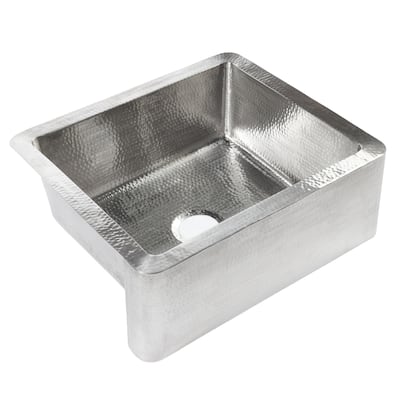 Lange Stainless Steel 25" Single Bowl Farmhouse Apron Front Undermount Kitchen Sink, Brushed - 25" x 22" x 8"
