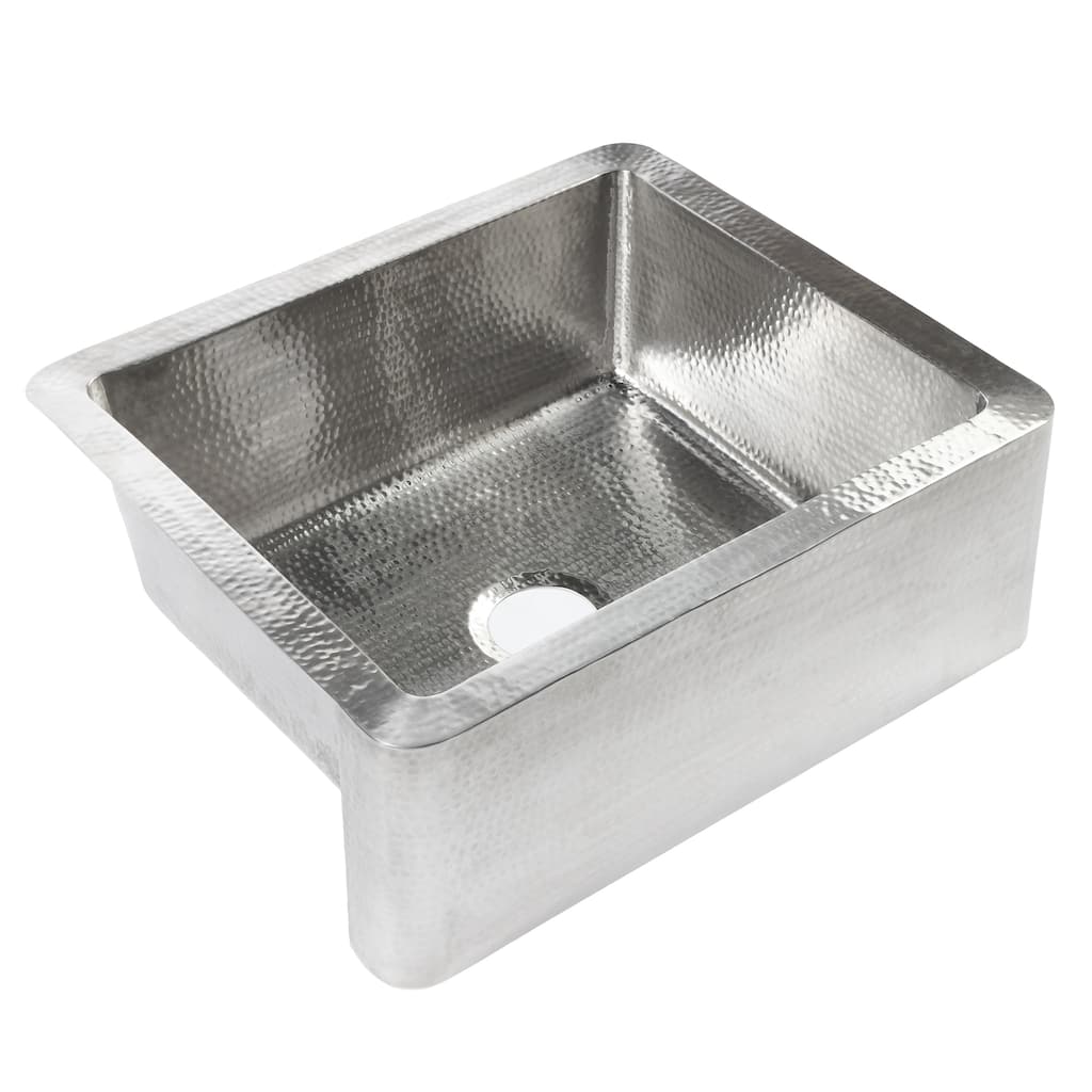 Lange Stainless Steel 25" Single Bowl Farmhouse Apron Front Undermount Kitchen Sink, Brushed - 25" x 22" x 8"