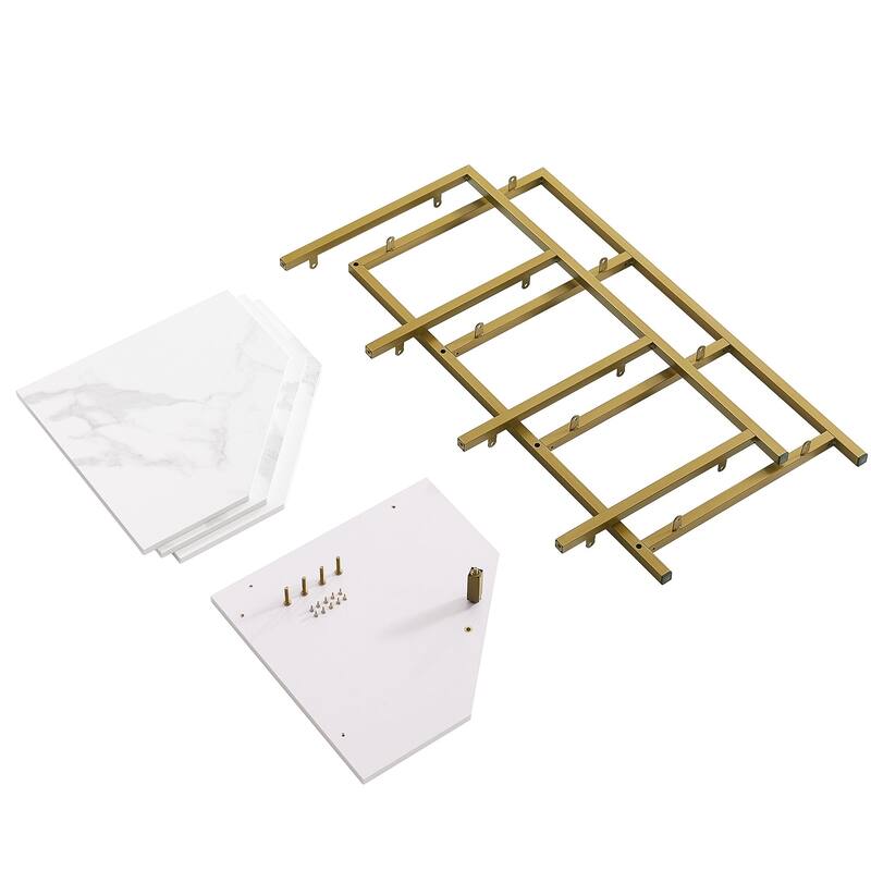 Javlergo Set of 2 Corner Shelf, Freestanding 4-Tier Wood Storage Rack