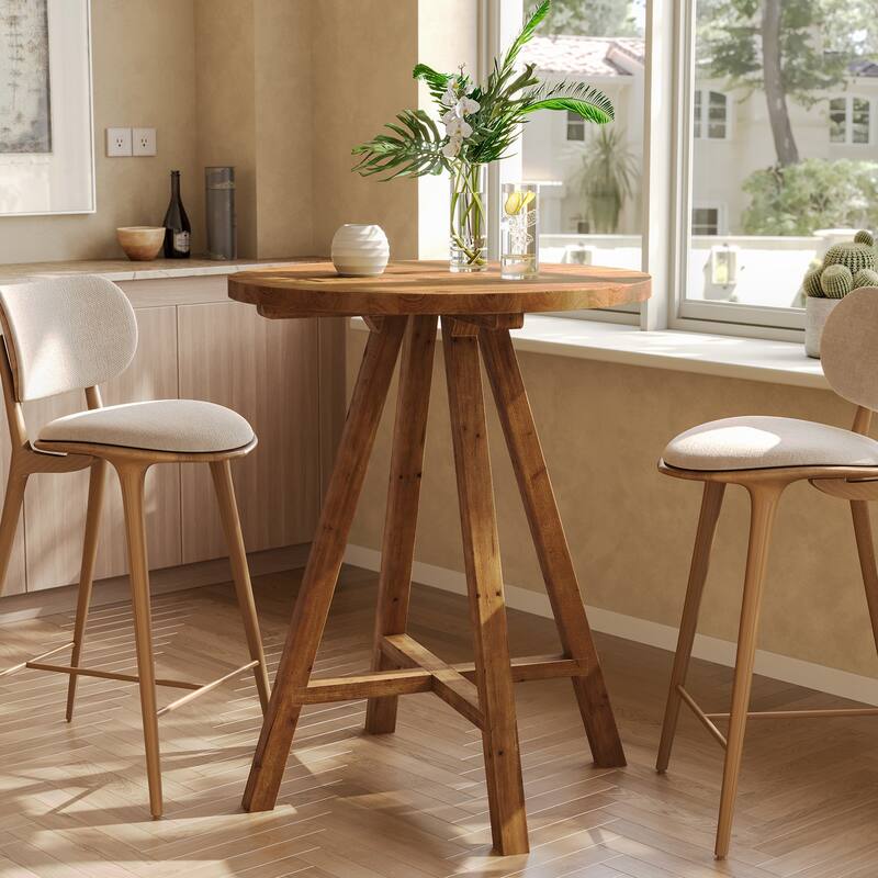 31.5 Inch Solid Wood Round Bar Table for Dining Room, Kitchen / Living Room / Bistro - 31.5" Dia. x 35.43" H