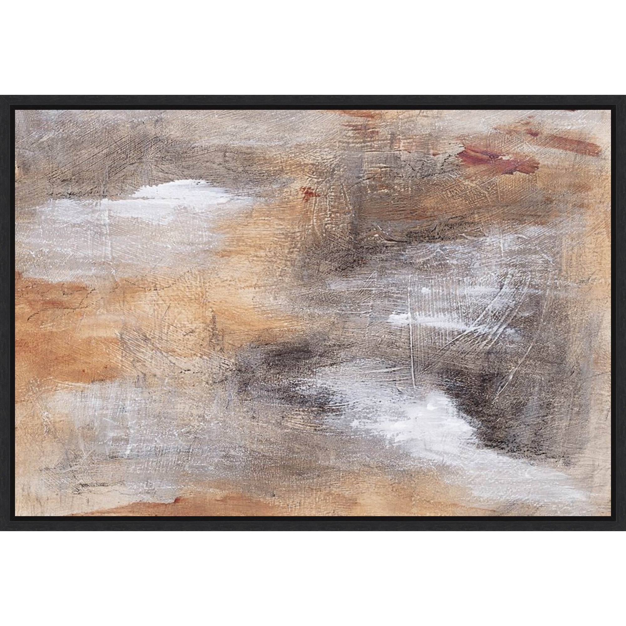 Earthy Whispers in Brushstrokes I by J:L Design Framed Canvas Wall Art Print