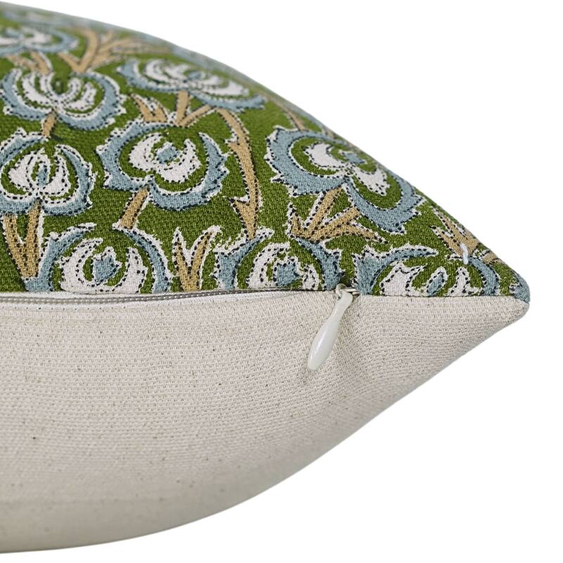 Cotton Farmhouse Block print pillow Cover - Heart Vine