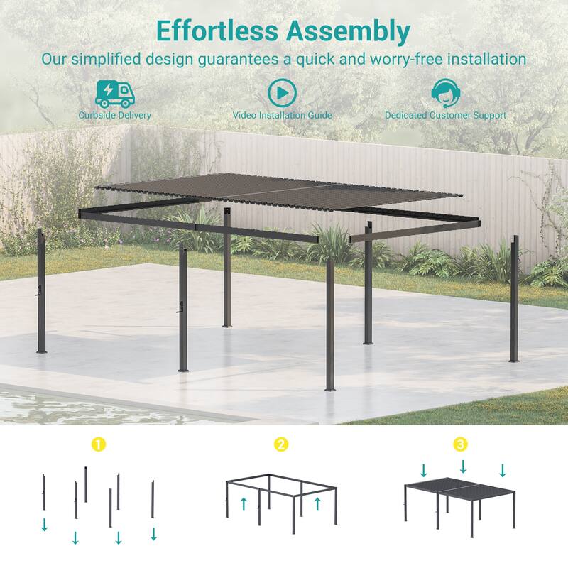 Aluminum Steel Pergola, Outdoor Pergola with Adjustable Roof