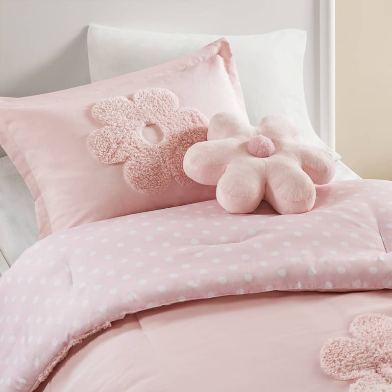 Intelligent Design Kids Gracie Floral Reversible Tufted Chenille Comforter Set with Flower Throw Pillow