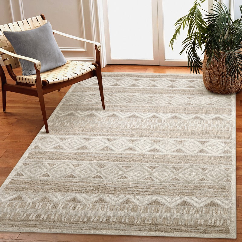 Liora Manne Napoli Diamond Stripe Indoor Rug - 3'3" x 4'11" - Natural