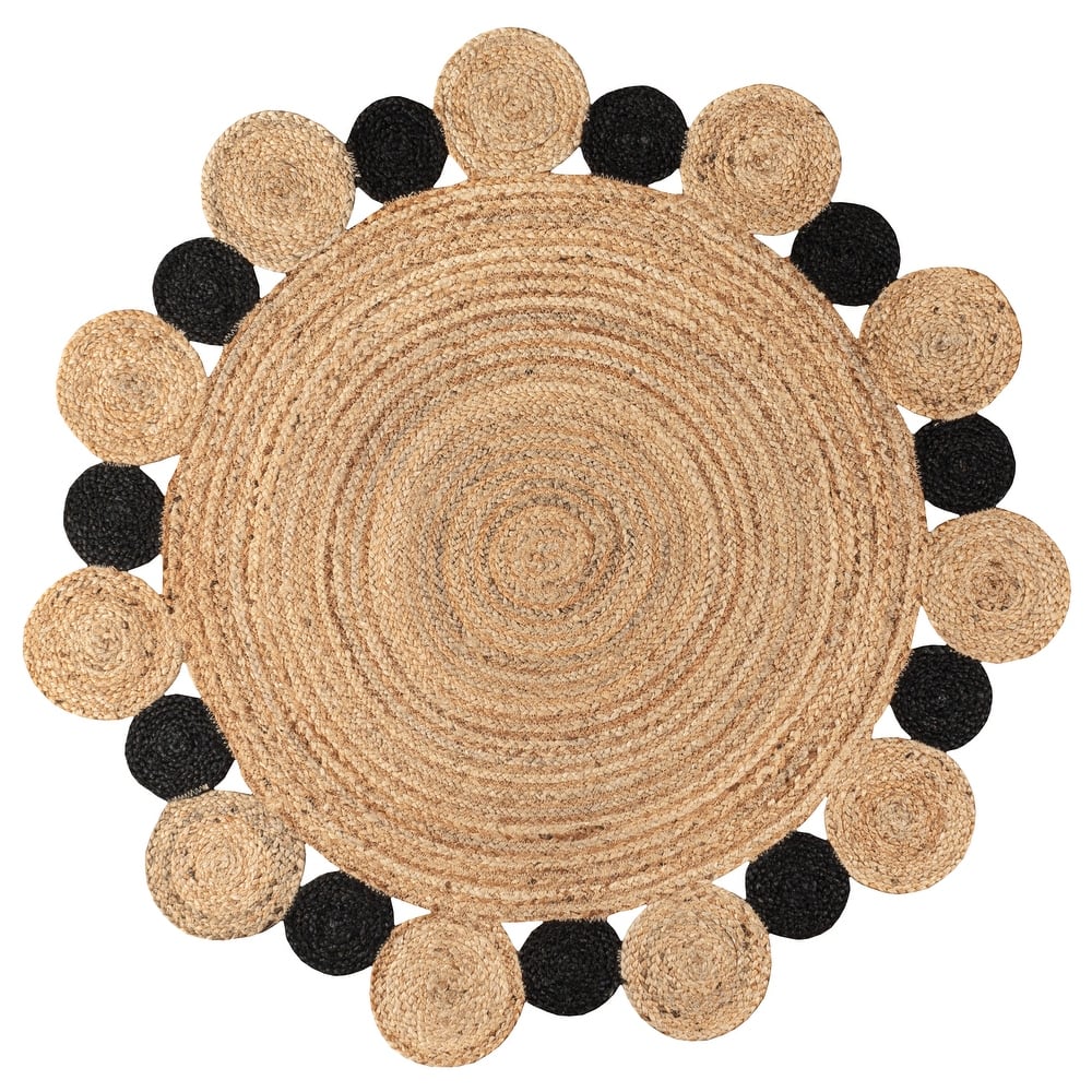 JONATHAN Y Aurora Geometric Jute Circle Area Rug