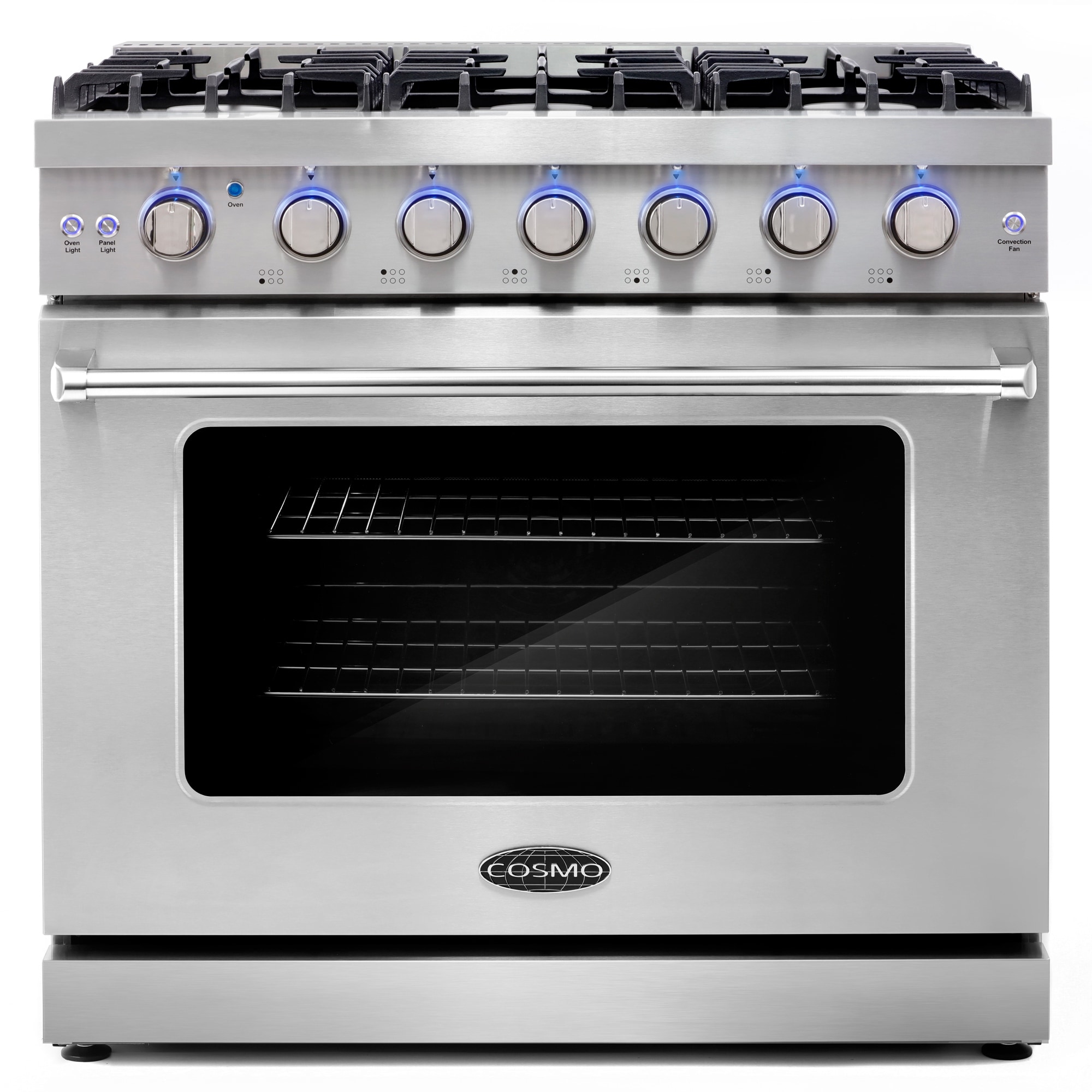 Cosmo 36 in. Freestanding Gas Range with 6 Sealed Burners and 6.0 cu. ft. Capacity Convection Oven in Stainless Steel