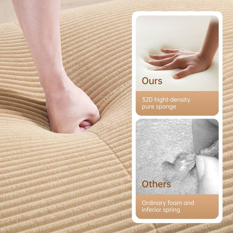 Rossetta Simplified Anti-Slip Style Premium Corduroy Fabric Modular Loveseat Sofa with Curved Armrests