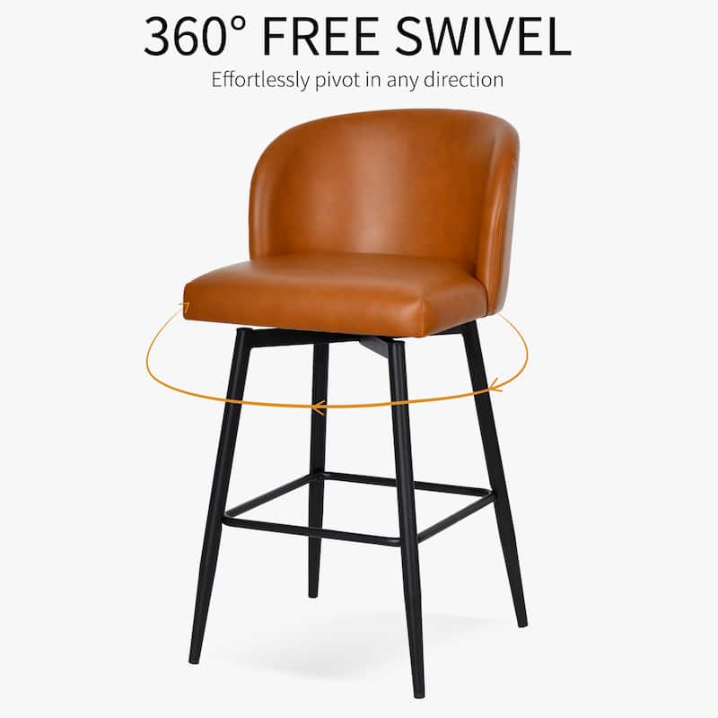 Modern 27" Counter Height Swivel Barstool with Faux Leather Upholstered