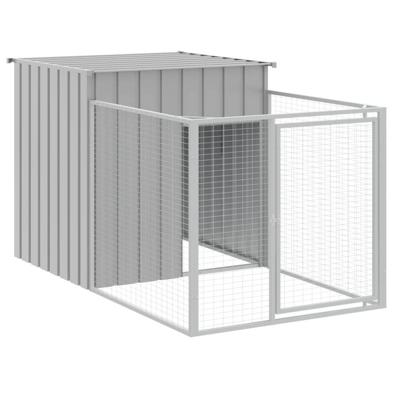 vidaXL Dog House with Run Anthracite/Light Gray multisize Galvanized Steel