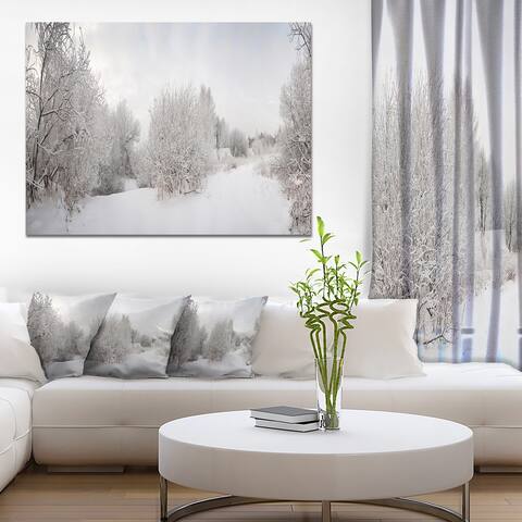 Designart 'Snow Landscape with Frosted Trees' Landscape Canvas Wall Art