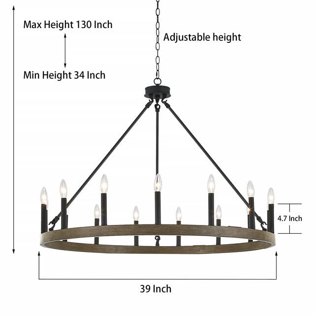 Acroma 15 Light 40 In Modern Farmhouse Wagon Wheel Chandelier-UL
