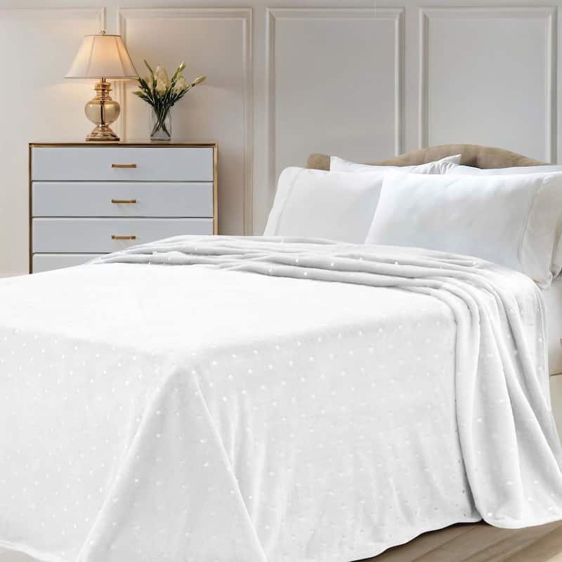 Superior Fleece Plush Medium Weight Soft Fluffy Decorative Blanket - Twin - White