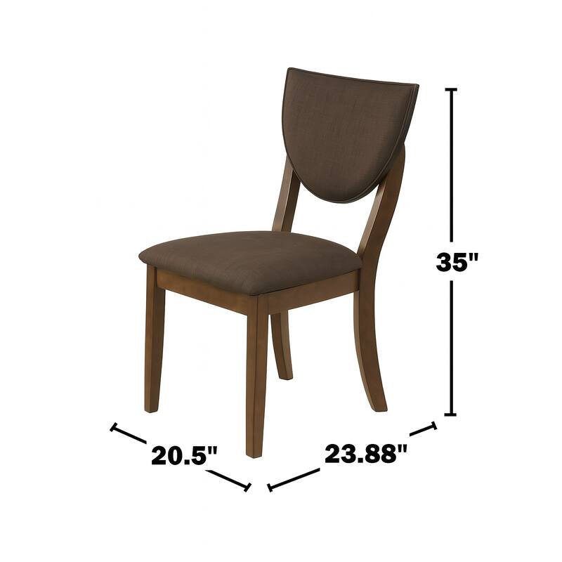 Set of 2 Padded Fabric Dining Chairs in Walnut and Dark Chocolate