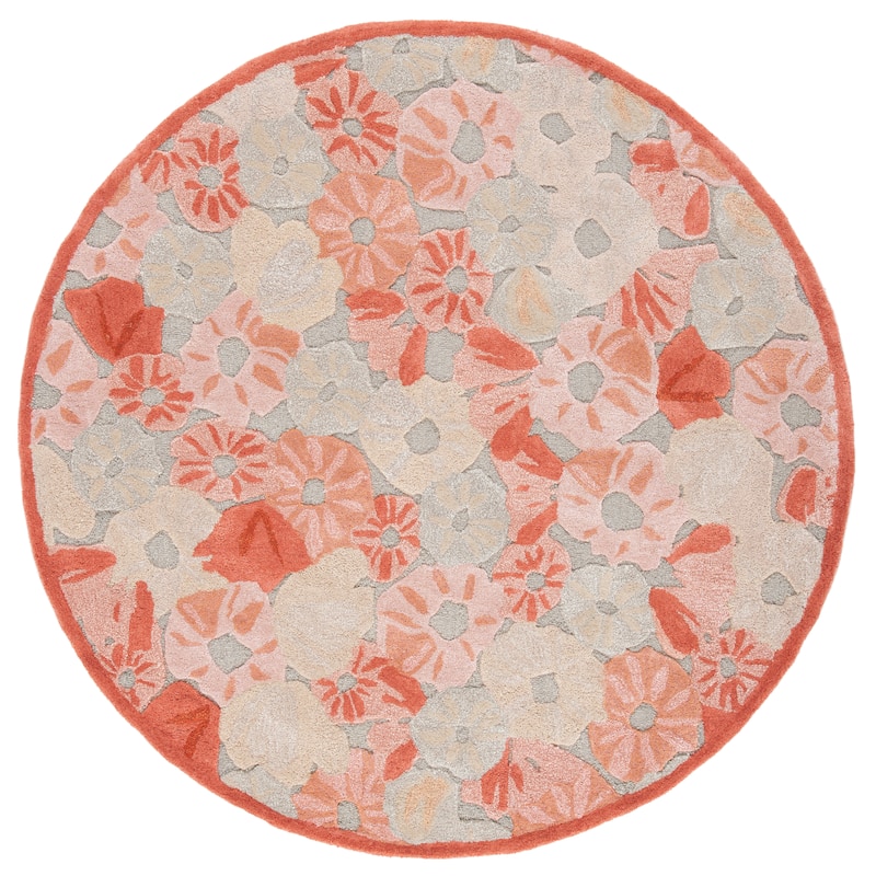 Martha Stewart by SAFAVIEH Poppy Field Wool/ Viscose Rug - 6' Round - Cayenne Red