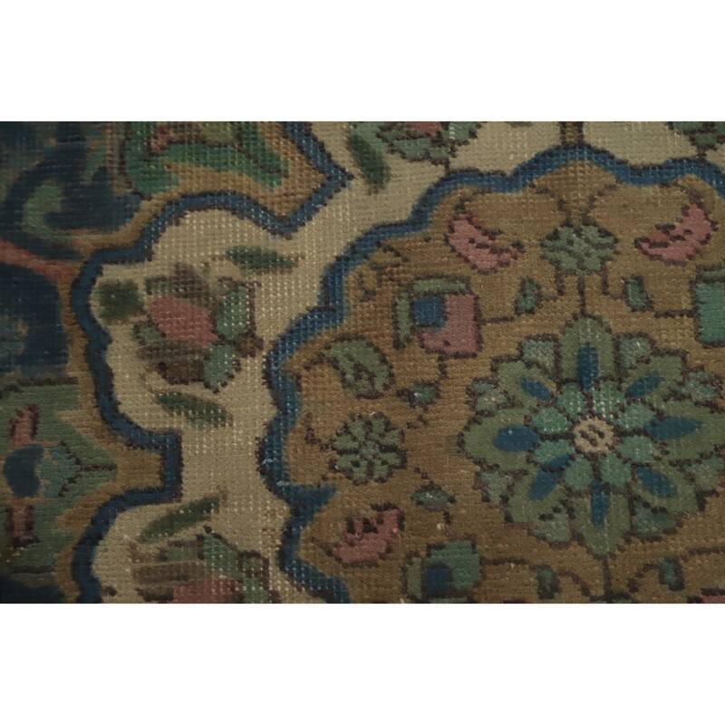 Hand Knotted Oriental 100% Wool Carpet Traditional Floral Oranges & Rust Tabriz Area Rug - 12' 1'' X 9' 1''