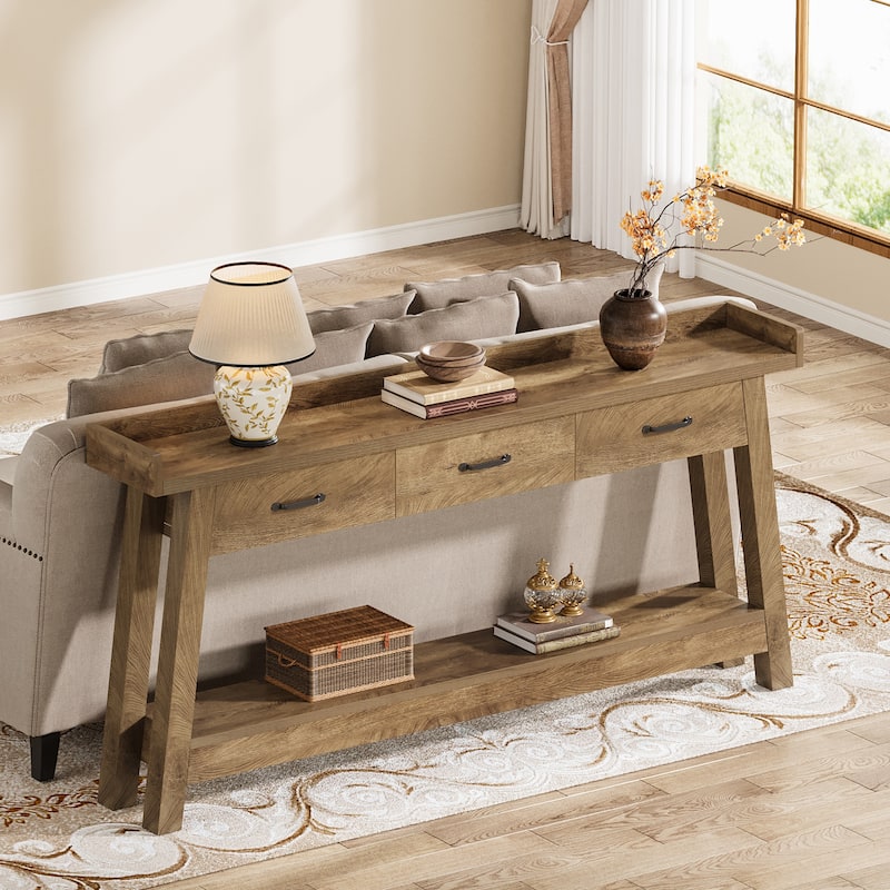 70.9-Inch Sofa Console Table with 3 Drawers, 2-Tier Entryway Table