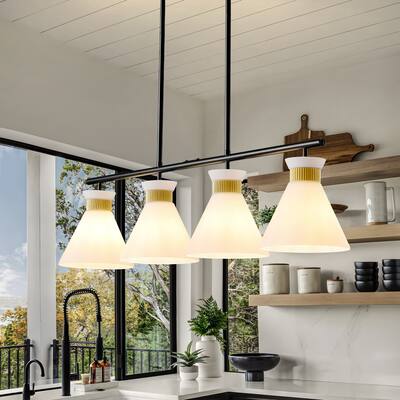 Dimmable Modern Chandelier 4-Light with Glass Shade for Dining Room
