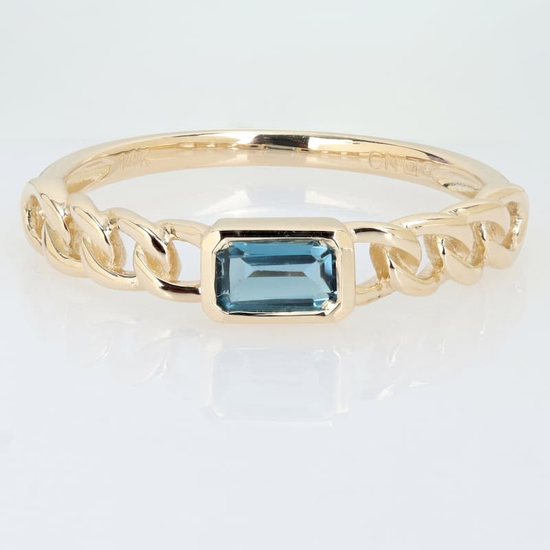 Miadora Octagon Gemstone Engagement Link Ring in 14k Yellow Gold