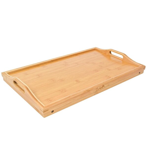 Kozy Kitchen Foldable Breakfast Tray Large Organic Bamboo Folding Serving Tray