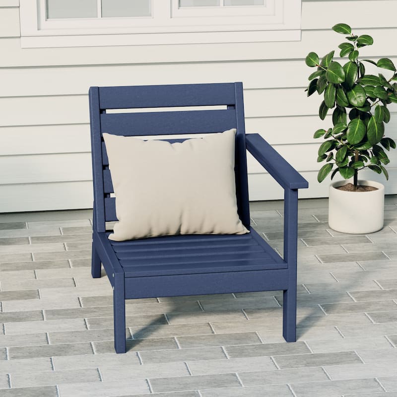 Polytrends Birchwood All Weather HDPE Outdoor Patio Deep Seating Right Arm Facing Chair - Navy Blue