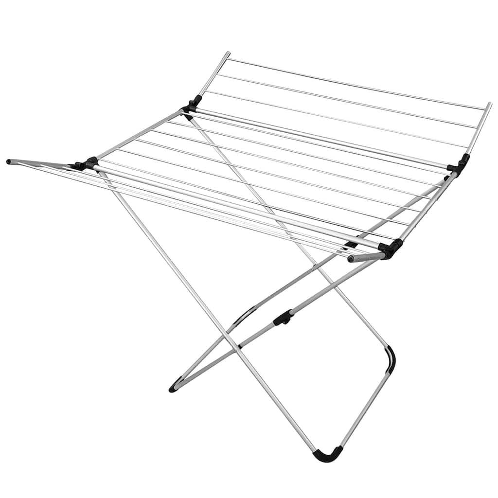 Gymax Folding Aluminum Clothes Drying Rack w/2 Side Wings for Clothes