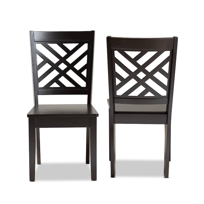Modern Dark Brown Dining Chair Set - 2 Piece Wood Cross Back Chairs - Transitional Style Seating - 37.4