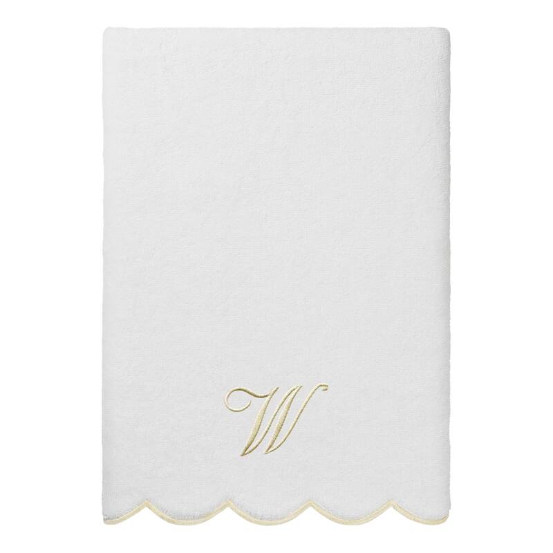 Authentic Hotel and Spa 100% Turkish Cotton Beige ADORNIA Scallop Personalized 3 Piece Towel Set - 3 Piece Set