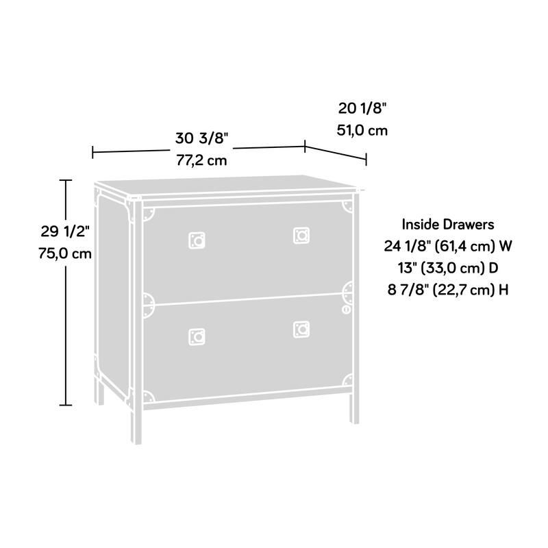 Lateral File Cabinet with 2 Drawers, Rustic Farmhouse Office Storage CabinetBrown finish